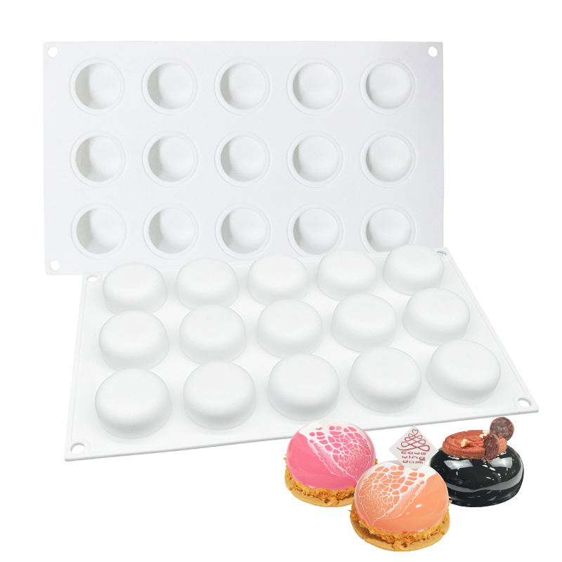 โมล(Mold) แม่พิมพ์ซิลิโคน ทำวุ้น ขนม สบู่ งานdiy ทรงกลม 15 ช่อง (30 G.)(พิมพ์สีขาว)