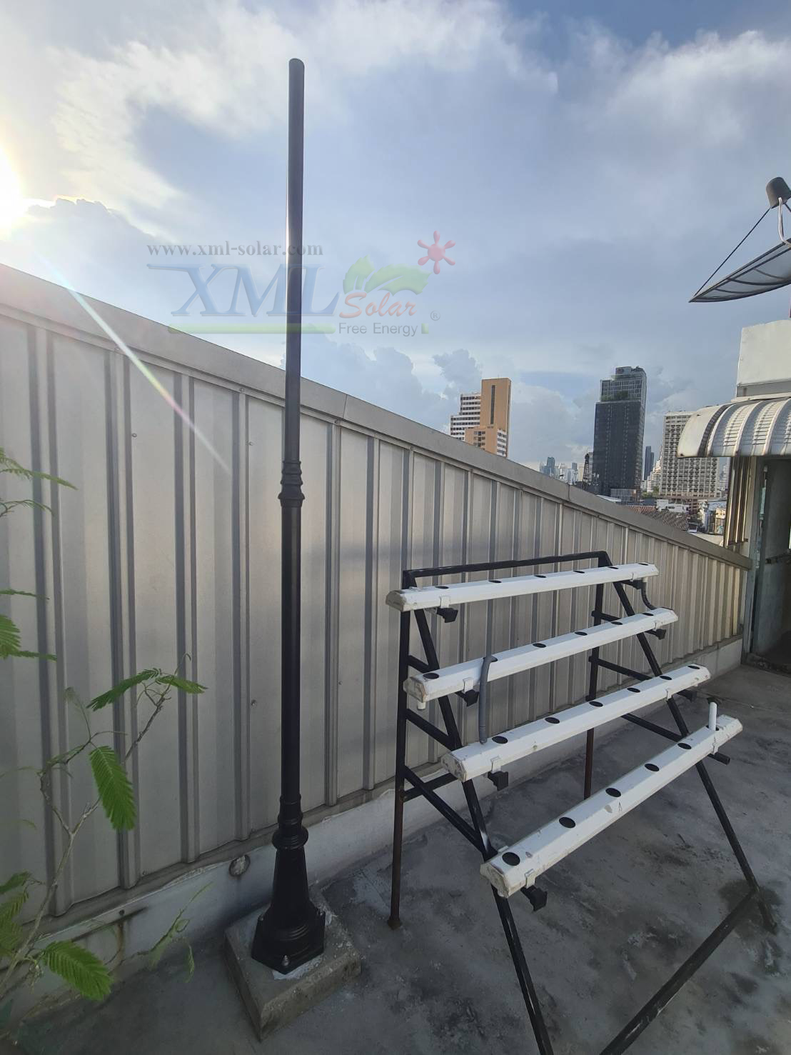 เสาไฟสนาม อะลูมิเนียม+เหล็กชุบดำ สูง 2.8 เมตร