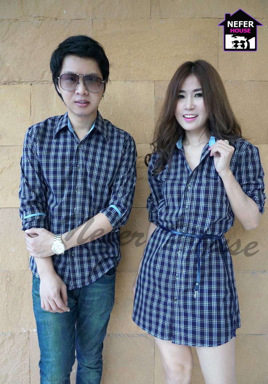เสื้อเชิ้ตคู่รักแขนยาวพร้อมสง