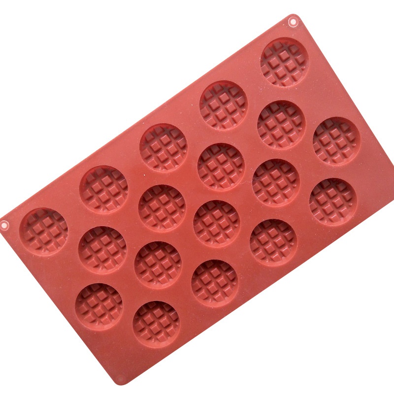 โมล(Mold) แม่พิมพ์ซิลิโคน ทำวุ้น ขนม สบู่ งานdiy รูปวาฟเฟิล 18 ช่อง (พิมพ์สีน้ำตาล)