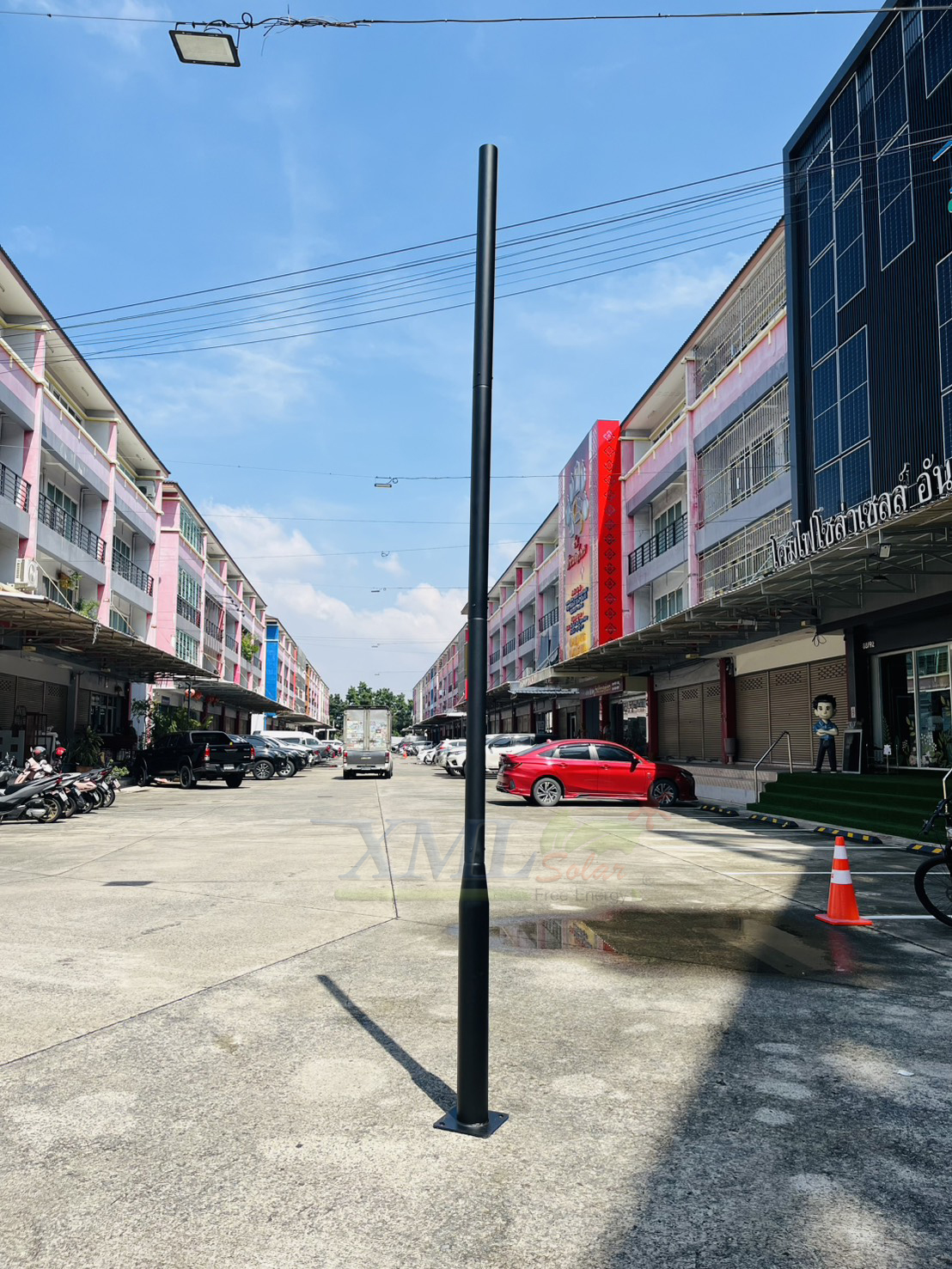 เสาไฟสนาม เหล็กพ่นสีดำ (ปลาย 3 นิ้ว)