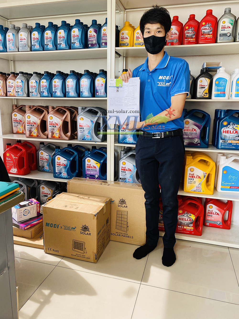 ไฟสปอตไลท์โซล่าเซลล์ 400 W. รุ่น Modi x XML ไซต์ใหญ่ (เเสง : ขาว)