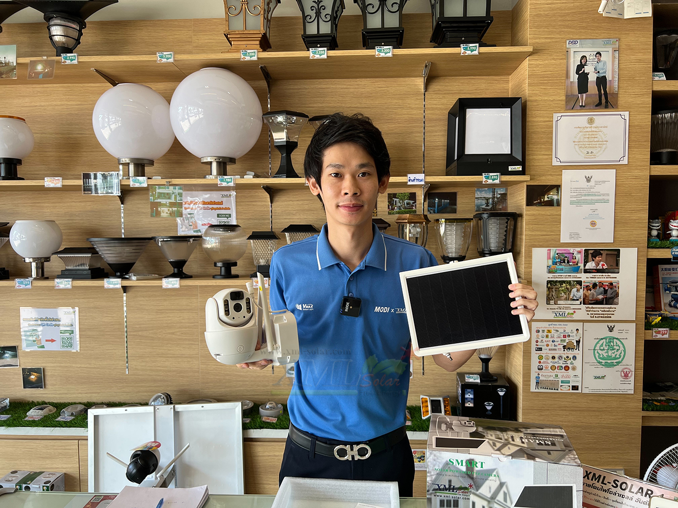 กล้องวงจรปิดโซล่าเซลล์ รุ่นหมุนรอบทิศ (ระบบ WIFI) Full HD Camera (1080P)