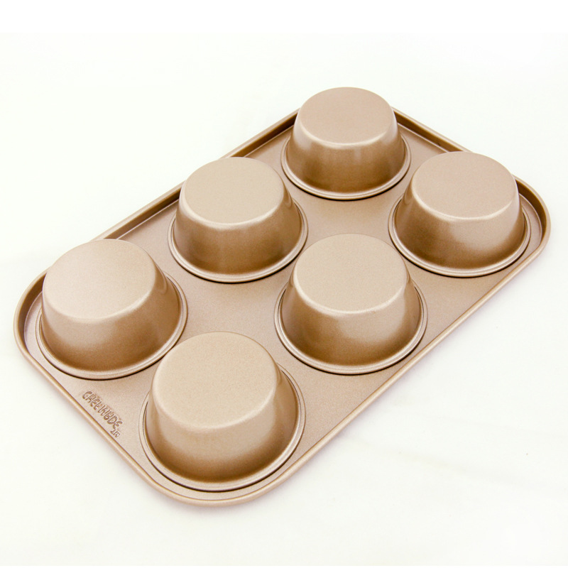 Chef Made แม่พิมพ์มัฟฟิน คัพเค้ก เทฟล่อน สีทอง (Nonstick) 6 หลุม (WK9020)