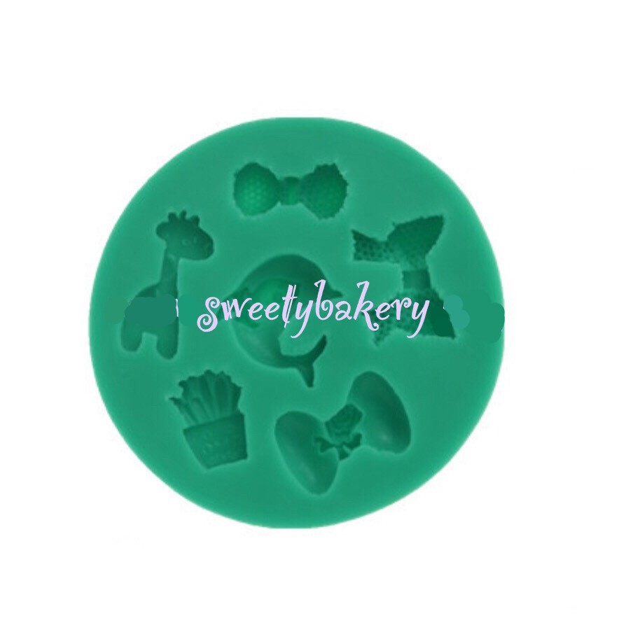 แม่พิมพ์ ซิลิโคน สำหรับทำฟองดองท์ กัมเพส รูปโบว์ (พิมพ์สีเขียว)