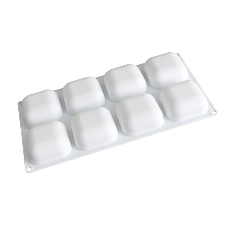 โมล(Mold) แม่พิมพ์ซิลิโคน ทำวุ้น ขนม สบู่ งานdiy รูปสี่เหลี่ยม ขอบมน 8 ช่อง (80 G.)