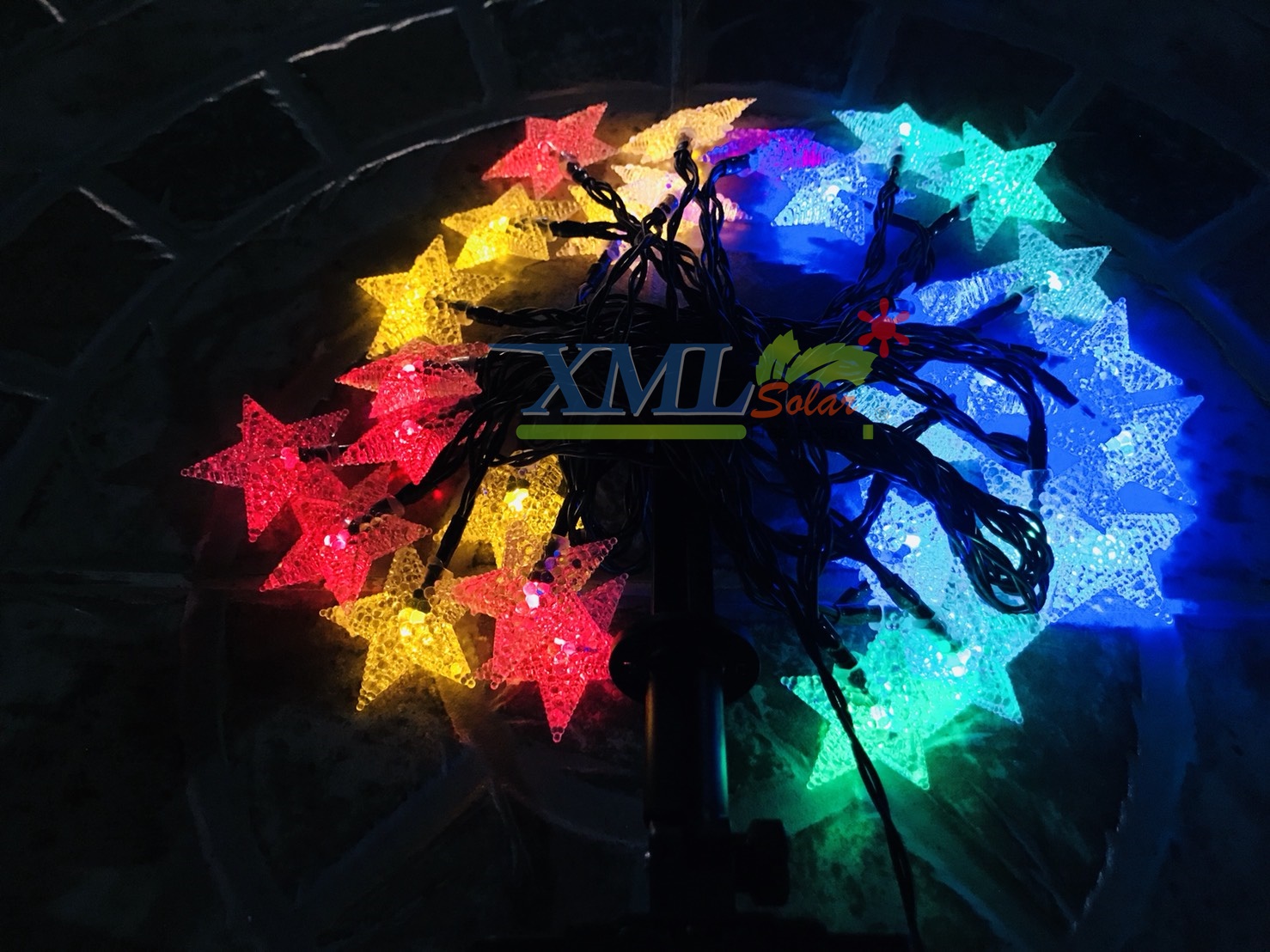 ไฟกระพริบโซล่าเซลล์ ทรงดาว 30 ดวง (เเสง : หลากสี)