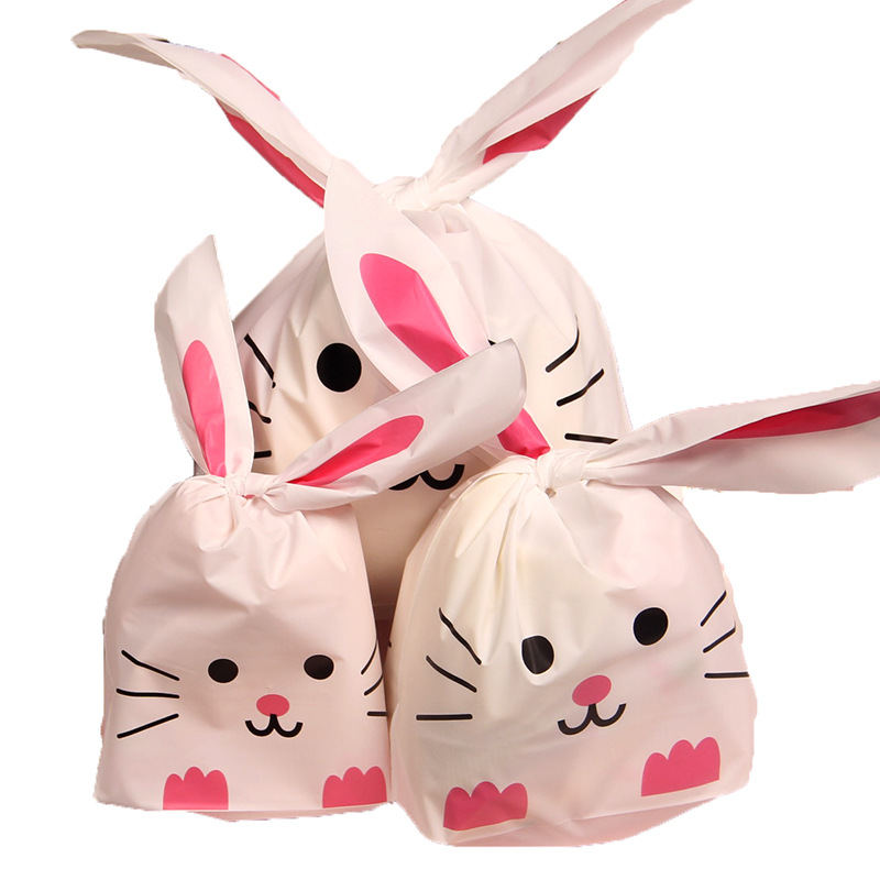 ถุงหูกระต่าย ถุงเบเกอรี่ แมวสีชมพู 50 ใบ/ห่อ (Size : 13.5*22+6 cm.)