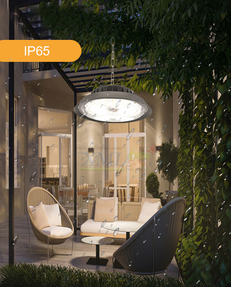 โคมไฟโซล่าเซลล์ ทรง Highbay รุ่น100W/200W/300W/400W. แบรนด์ Modi * XML-Solar (เปิดได้ 3 แสง)