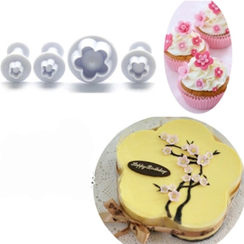 ที่พิมพ์ลายฟองดองท์ พิมพ์กดคุกกี้ Plum 4 ชิ้น/แพ็ค