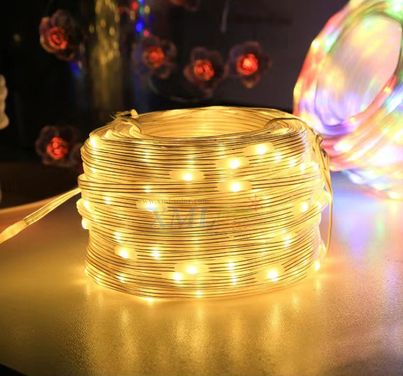 ไฟกระพริบโซล่าเซลล์ รุ่นใหม่สายขาว ยาว 10 เมตร (เเสง : เหลืองเข้ม)