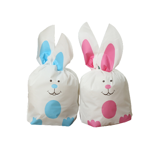 ถุงหูกระต่าย ถุงเบเกอรี่ หมีสีชมพู 50 ใบ/ห่อ (Size : 13.5*22+6 cm.)