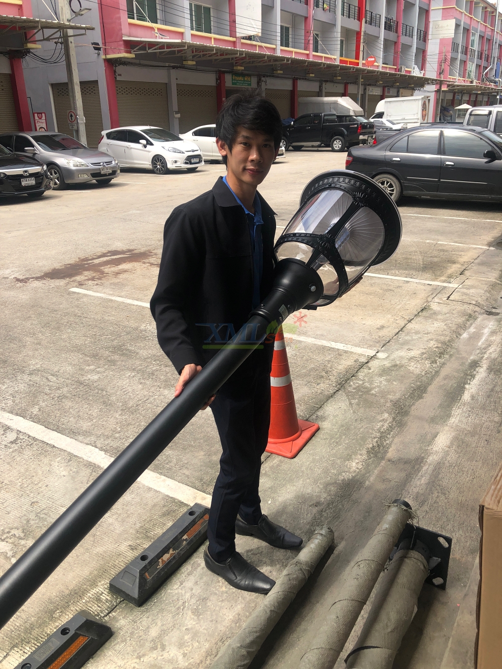 เสาเหล็กชุบไฟสนาม อะลูมิเนียบชุบดำ สูง 3 เมตร