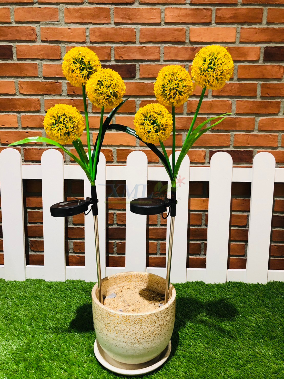 ไฟปักสนามโซล่าเซลล์ ทรงดอกไม้กลม (แสง : หลากสี)(1 แถม 1)