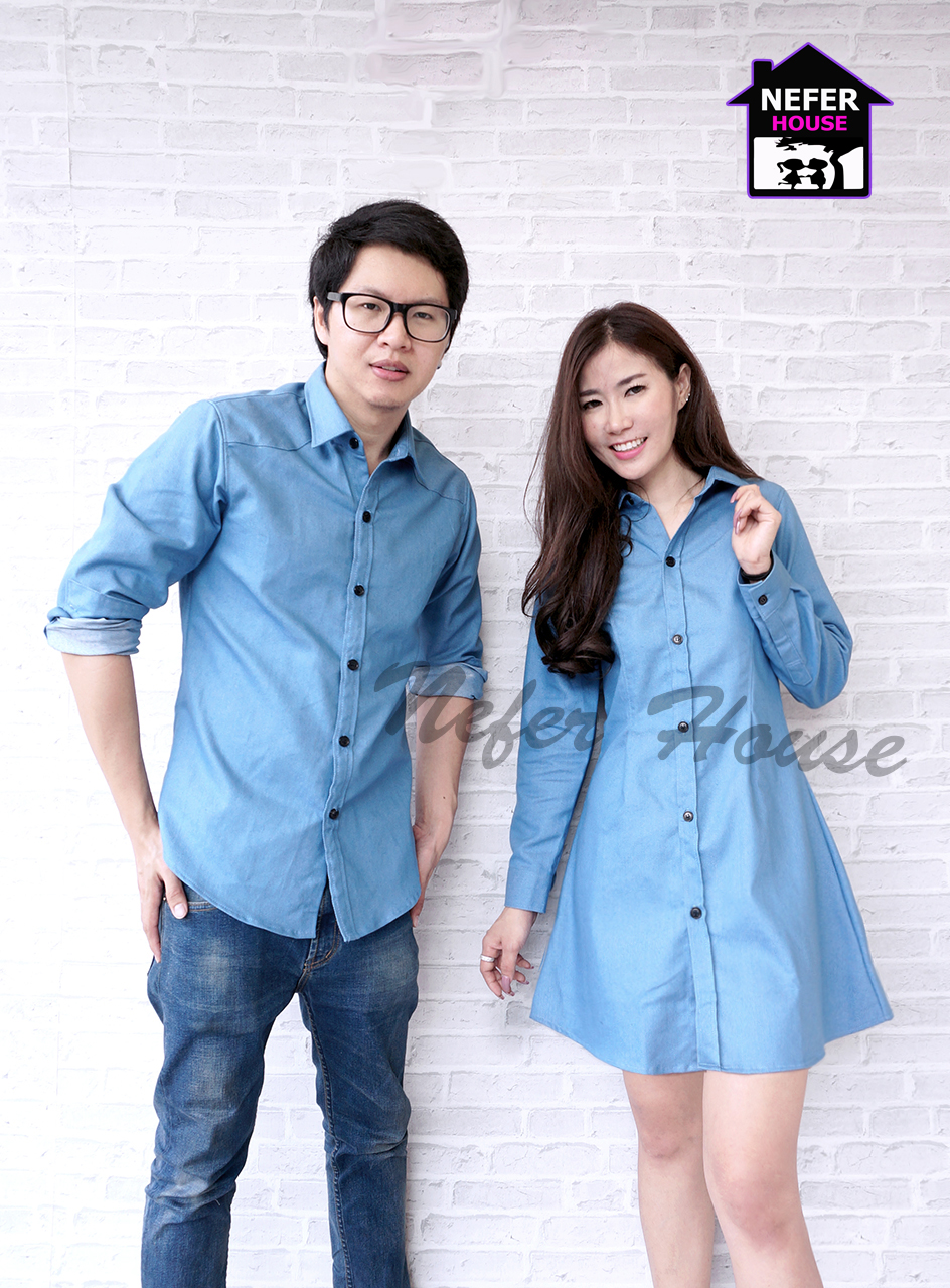 เสื้อคู่รักผ้ายีนส์แขนยาว ขายดี
