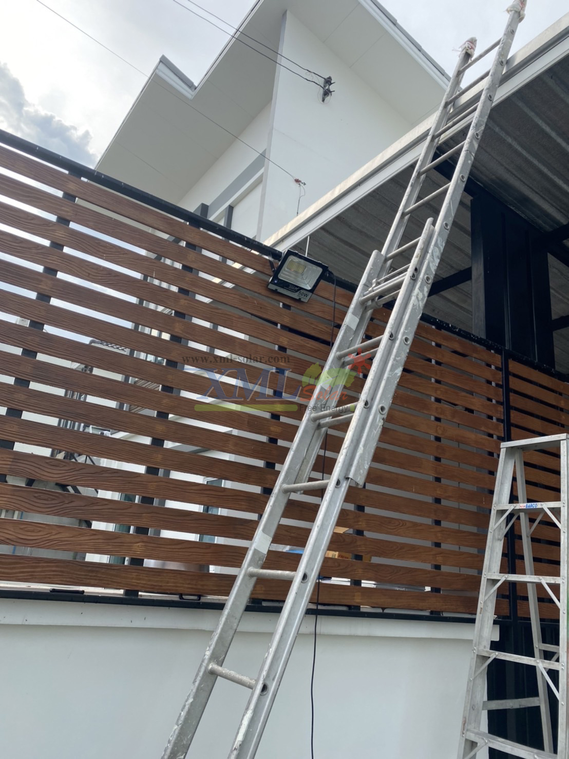 ไฟสปอตไลท์โซล่าเซลล์ 50 Watt กล่องสีน้ำตาล (เปิดได้ 3 แสง)