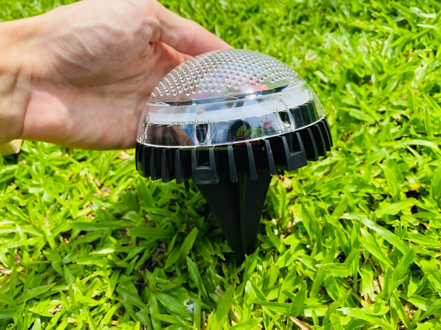 โคมไฟฝังพื้นโซล่าเซลล์ 8 LED ทรงกลมนูน (เเสง : ขาว)