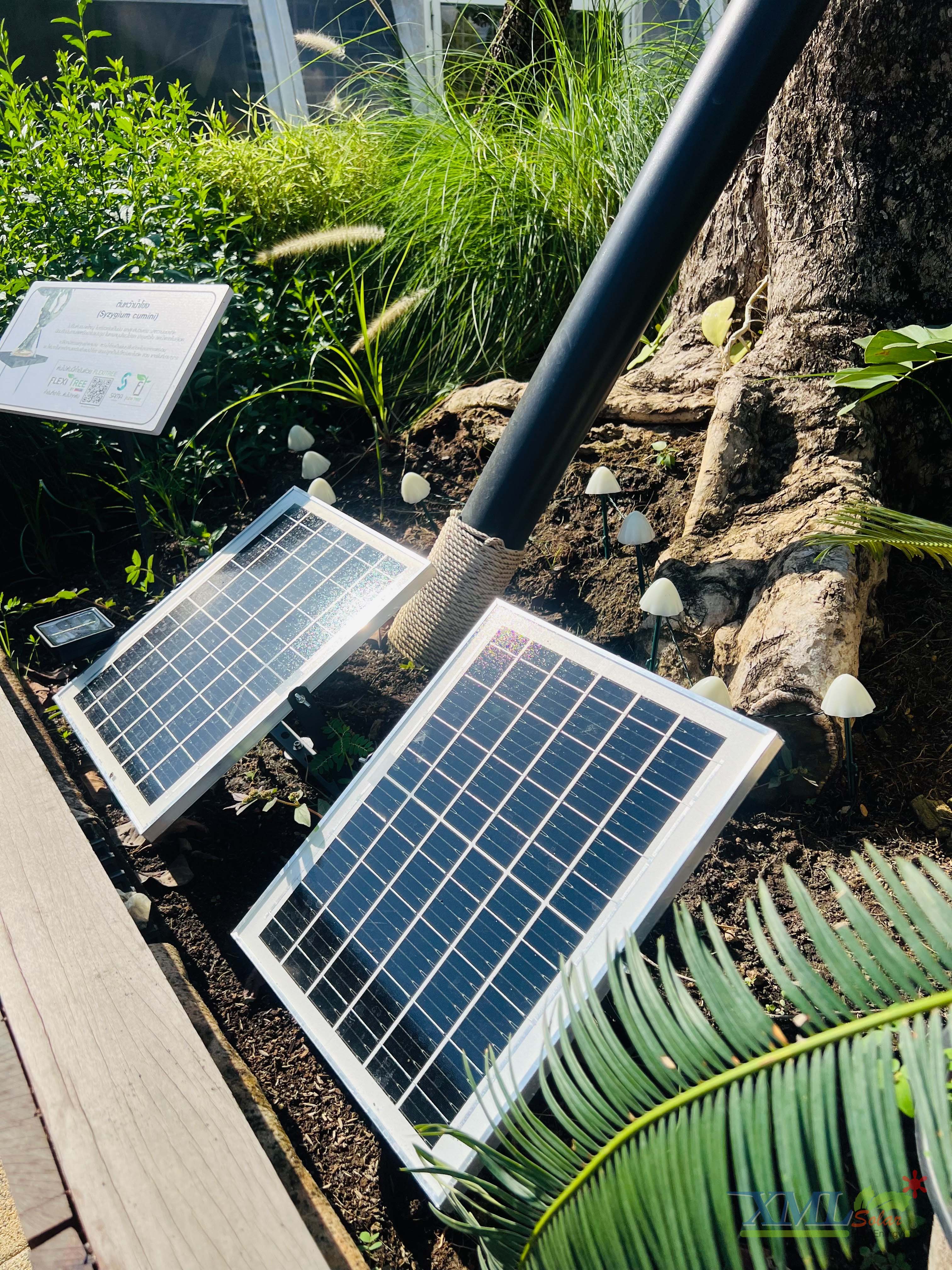 ไฟสปอตไลท์โซล่าเซลล์ 50 Watt กล่องสีน้ำตาล (เปิดได้ 3 แสง)