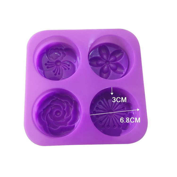 โมล(Mold) แม่พิมพ์ซิลิโคน ทำวุ้น ขนม สบู่ งานdiy รูปดอกไม้ 4 ช่อง (90 กรัม)