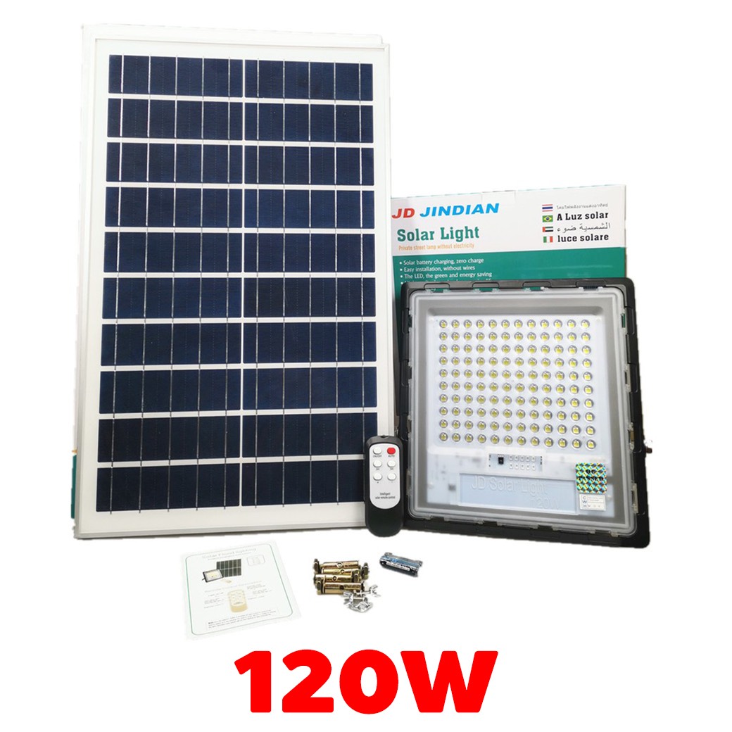 ไฟสปอตไลท์โซล่าเซลล์ 120W SLIM (แสง : ขาว)