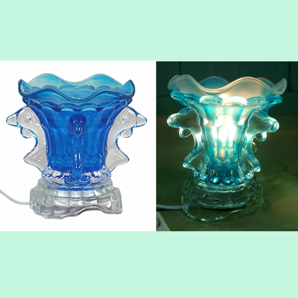 โคมไฟอโรมาแก้วลายโลมา สีฟ้า