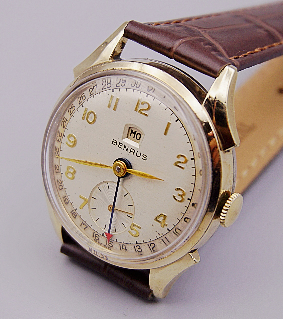 นาฬิกาเก่า BENRUS POINTER DATE ไขลาน