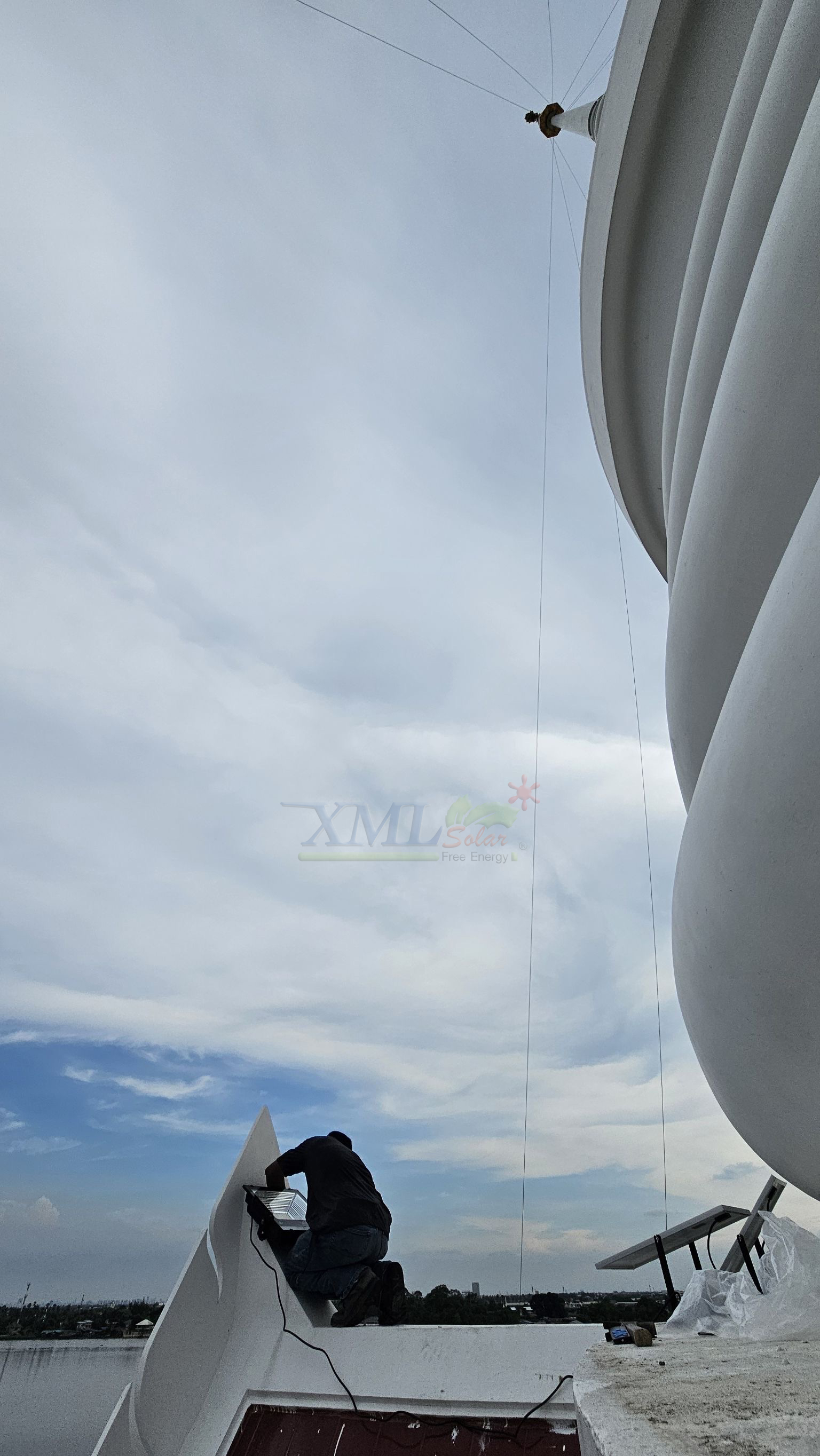 ไฟสปอตไลท์โซล่าเซลล์ 1000 Watt กล่องสีน้ำตาล (เปิดได้ 3 แสง)