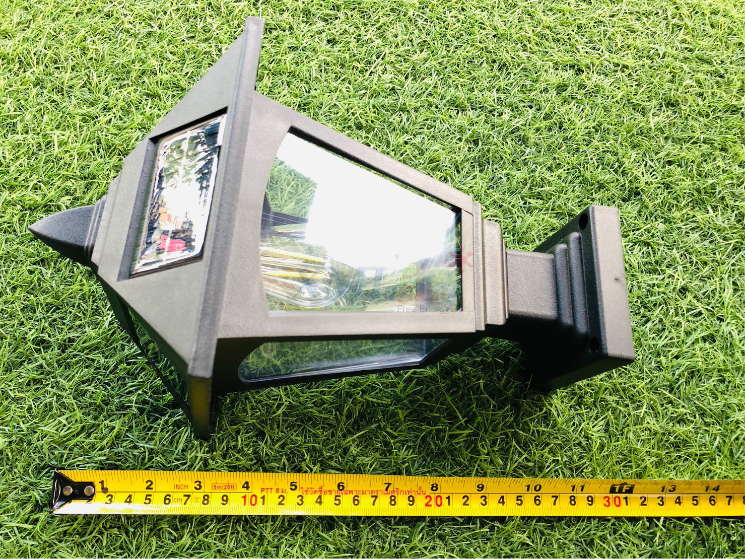 โคมไฟหัวเสาโซล่าเซลล์ รุ่น MD-GFB-A (แสง : เหลืองวอมไวท์)