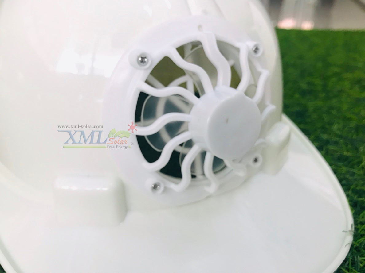 หมวกเซฟตี้ + พัดลมโซล่าเซลล์ (สีขาว)