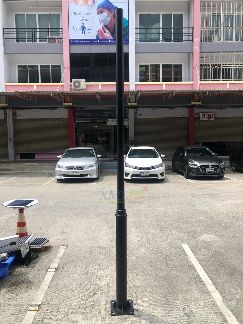 เสาเหล็กชุบไฟสนาม อะลูมิเนียบชุบดำ สูง 3 เมตร