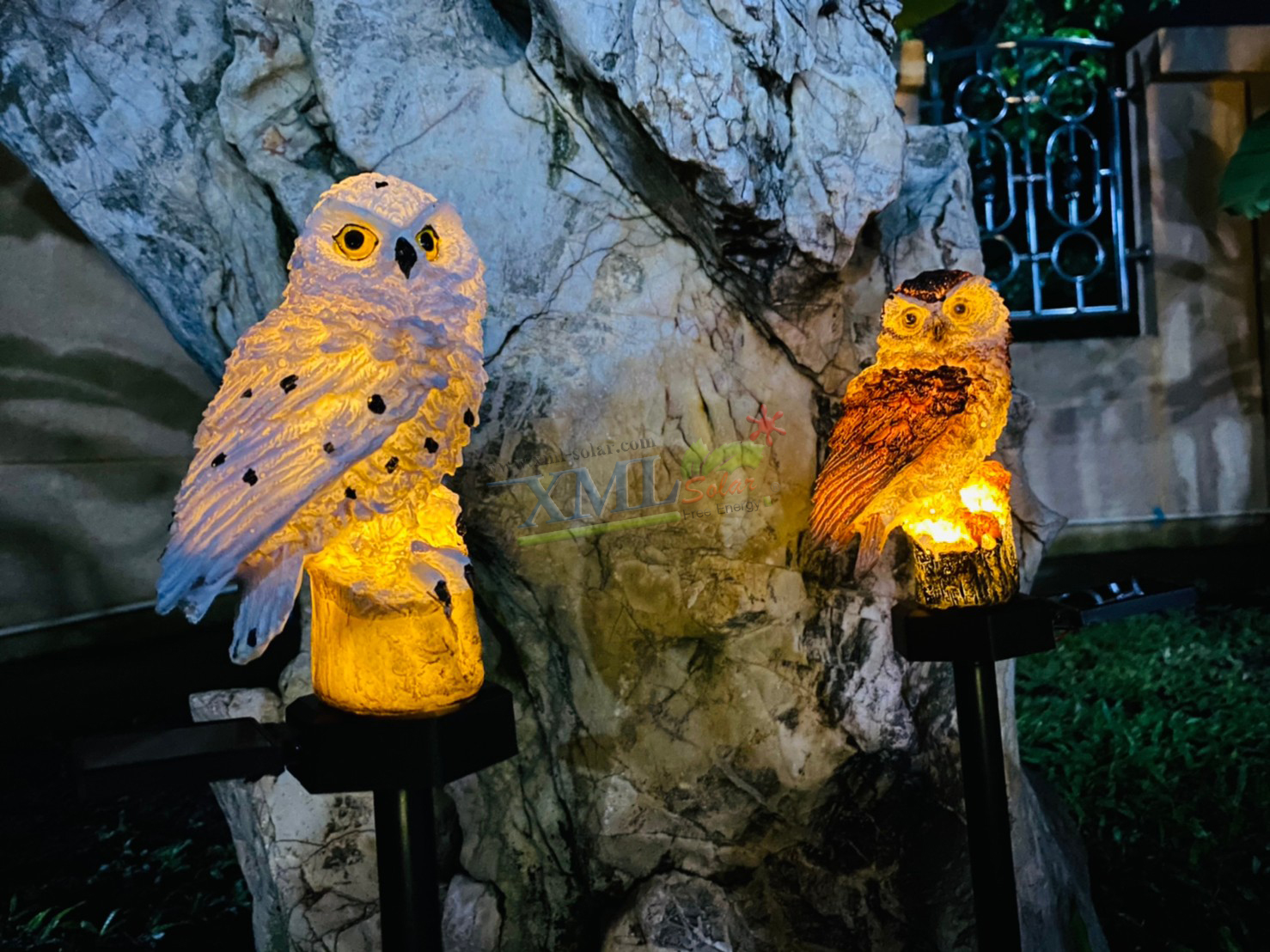 ไฟตุ๊กตาโซล่าเซลล์ ประดับสวน นกฮูก 1 LED (แสง : เหลืองวอมไวท์) 1 แถม 1