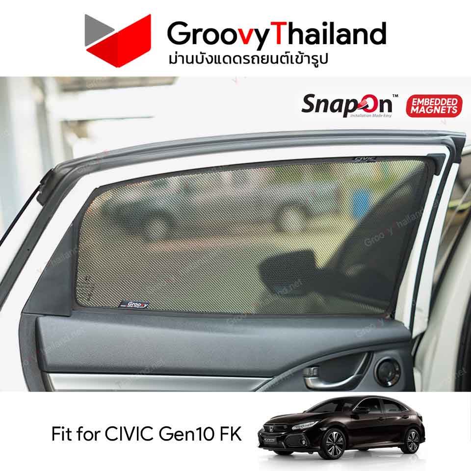 ม่านบังแดดแม่เหล็ก HONDA CIVIC Gen10 FK (SnapOn Em - 4 pcs)