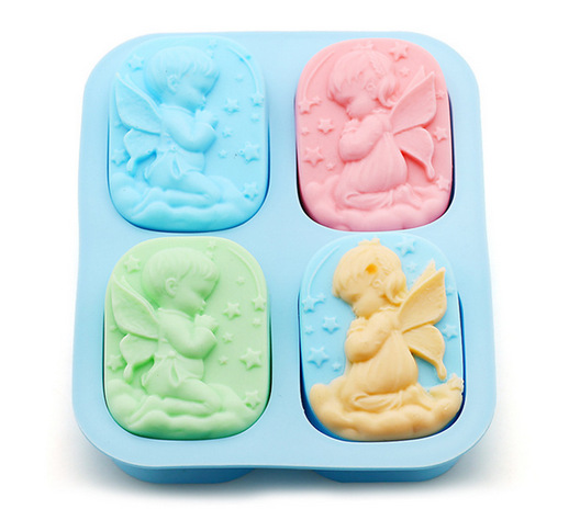 แม่พิมพ์ซิลิโคน พิมพ์สบู่ พิมพ์วุ้น พิมพ์ขนม รูปเทวดา นางฟ้า 4 ช่อง (น้ำหนักสบู่ : 70 G.)