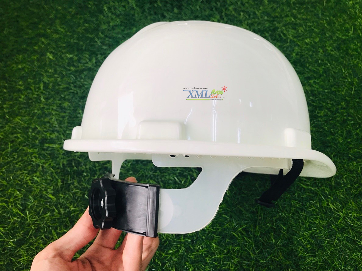 หมวกเซฟตี้ + พัดลมโซล่าเซลล์ (สีขาว)