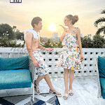 ชุดคู่ไปทะเลสีครีมลายพิมพ์ลายดอก แพทเทิลดีงามน่าร๊าก