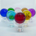 ลูกแก้วใส 8ซม. ( 3.14 นิ้ว ) คริสตัลใสแท้ไม่ลอก มีหลายสีให้เลือก พร้อมฐานแก้วคริสตัล