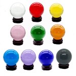ลูกแก้วใส 13ซ.ม. (5.11 นิ้ว) พร้อมฐานไม้ สีธรรมชาติไม่ลอก มี 9สีให้เลือก จักส่งมาตรฐาน ไม่แตก โทรสอบถาม 065-5263566