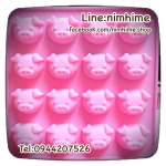 แม่พิมพ์ซิลิโคนfood grade วุ้น สบู่ เต้าหู้เย็น ฯลฯ ลายหมู 16ตัว