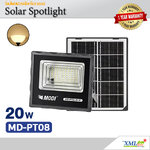 ไฟสปอตไลท์โซล่าเซลล์ 20 W รุ่น MD-PT08 (เเสง : เหลืองวอมไวท์)