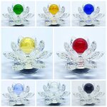 ลูกแก้วใส 30มิล ( 3ซม. )คริสตัลใสแท้ไม่ลอก มีหลายสีให้เลือก พร้อมฐานดอกบัว