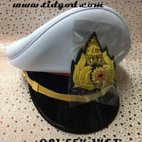 หมวกหม้อตาลนายร้อยทบชายสีขาวพร้อมหน้าดิ้นทองตราทบ ราคา 1000 บาท