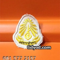 อาร์มหน้าหมวกเมตตากล้าหาญสีครีม ราคา 30 บาท