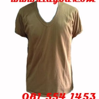 เสื้อยืดสีทราย คอวี ราคา 115 บาท