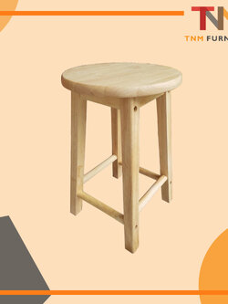 เก้าอี้ไม้ยางพารม หัวกลม 18นิ้ว