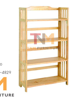 ชั้นวางหนังสือไม้ยาง 4ชั้น (พับเก็บได้)