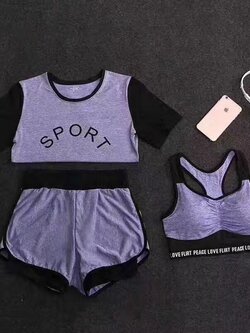 เสื้อสปอร์ตแขนสั้น ใส่วิ่ง ฟิตเนส โยคะ สวมใส่สบายไม่อึดอัด ซับเหงื่อได้ดี ฟรีไซส์ 4 สี ชมพู ฟ้า ดำ ม่วง ราคาส่ง 3 ชิ้น คละกับแบบอื่นได้ ตัวละ 190 บาท