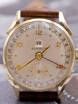 นาฬิกาเก่า BENRUS POINTER DATE ไขลาน