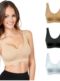 สปอร์ตบราสวมสบาย เก็บกระชับหน้าอกและเนื้อด้านข้างได้ดี ใส่สบาย มีฟองน้ำเสริม 1 แพคมี 3 ตัว S,M,L,XL,XXL โปรโมชั่น แพคละ 590 รับ 2 แพค 1000 ส่งฟรี