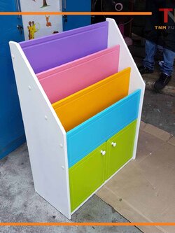 ชั้นวางหนังสือแฟนซี+บานเปิด