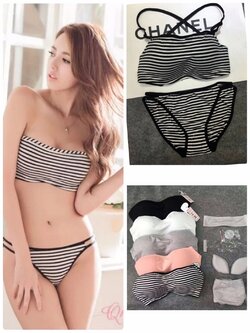 ชุดชั้นในเกาะอก สายใส ใส่ได้หลายแบบ มี 5 สี ดำ ขาว เทา ชมพู ลายทาง ไซส์ 36/80 SALE ชุดละ 150 บาทเท่านั้น